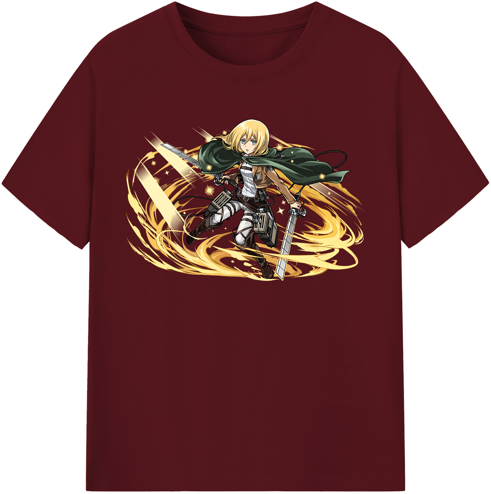 （画像用） 進撃の巨人 クリスタ·レンズ Attack on Titan Christa Lenz 綿100％半袖Tシャツ（フロントプリント）
